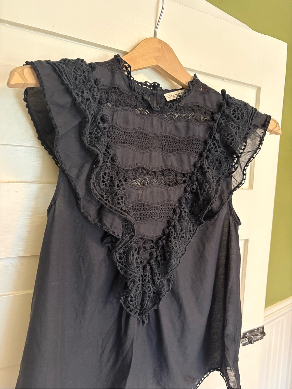 Ulla Johnson Black Lace-Detail Sleeveless Blouse